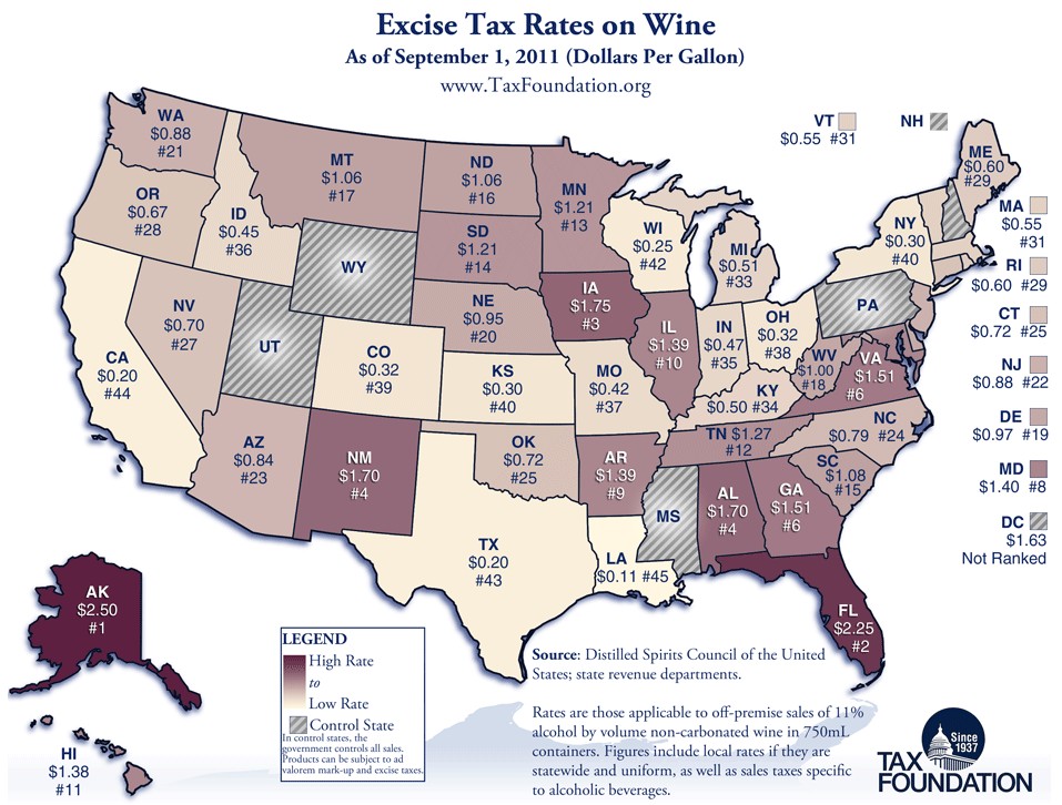 Infographic: Excise Tax Rates On Wine